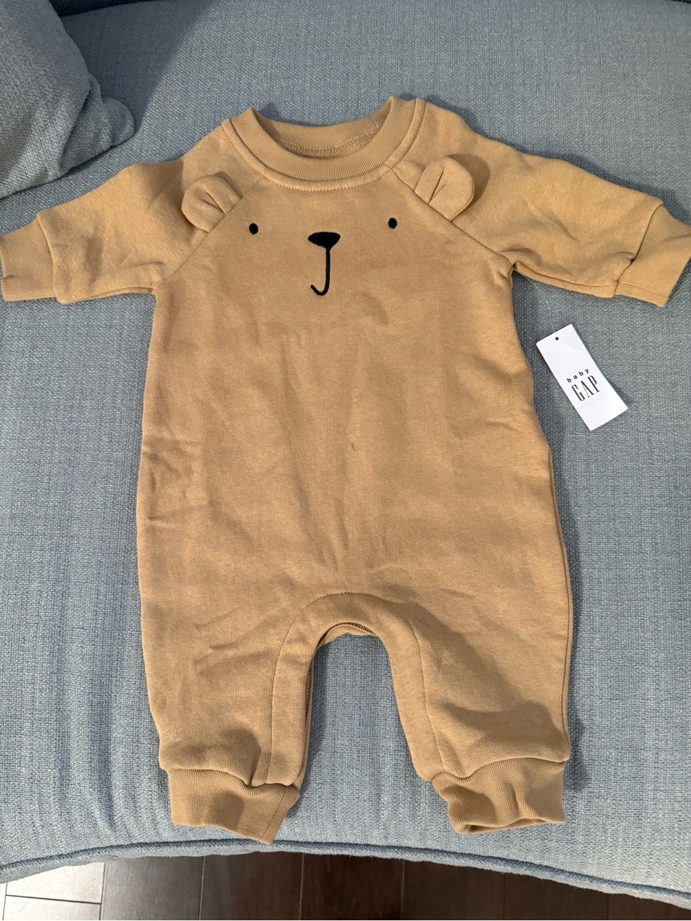 GAP Bear Face One-Piece Footie in Tan